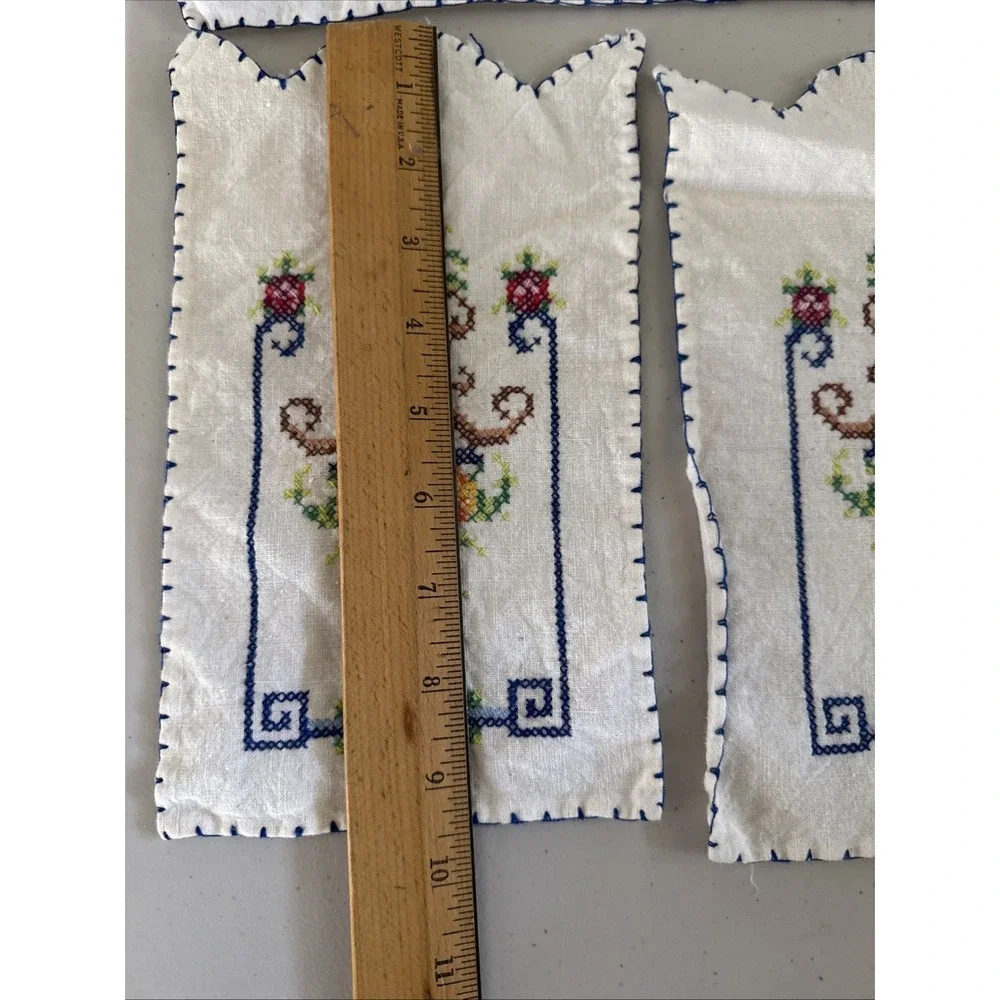 Vintage Handsewn Table Top Scarves Lot of 3 / 4 Napkins